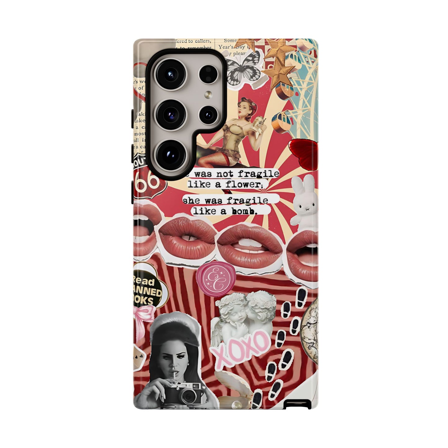 Feminine Aesthetic Retro Collage Tough Phone Case