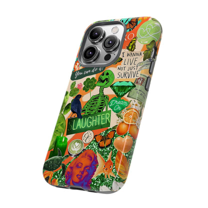 Green and Orange Collage Tough Phone Case