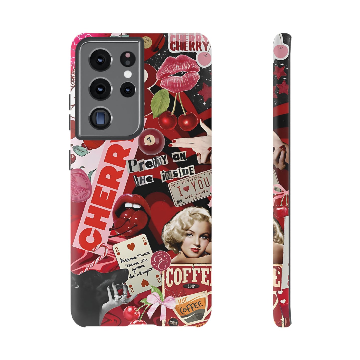 Cherry Theme Retro Collage Tough Phone Case