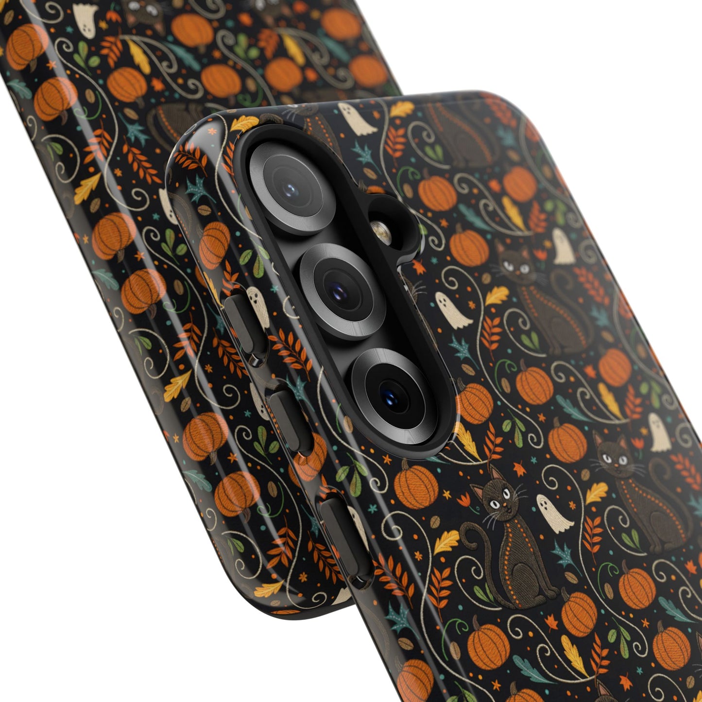 Boho Halloween Black Cat Pattern Tough Phone Case