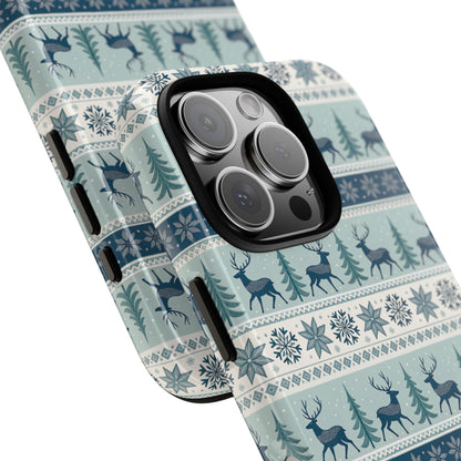 Blue Winter Reindeer Tough Phone Case