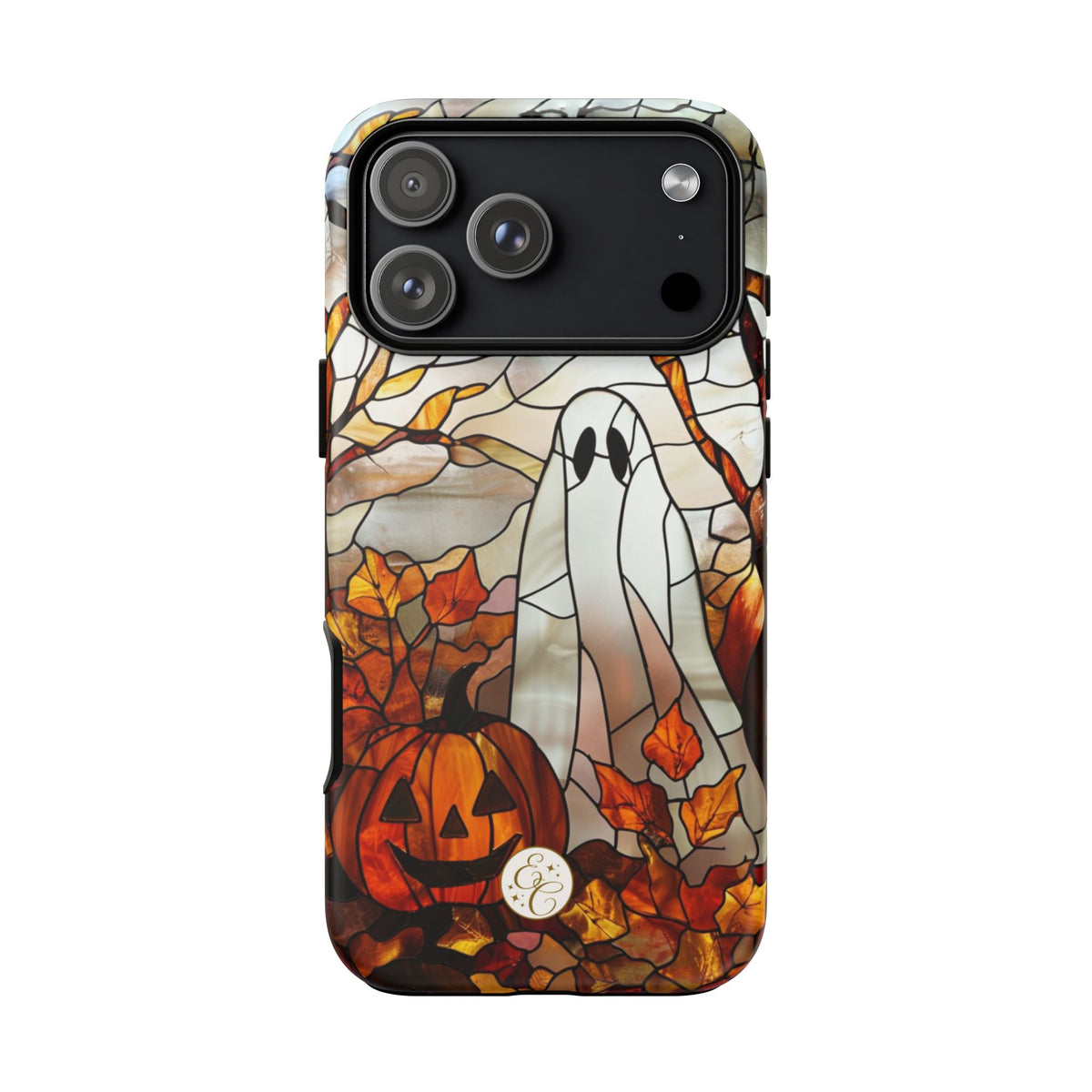 Ghost & Pumpkin Stained Glass Halloween Phone Case