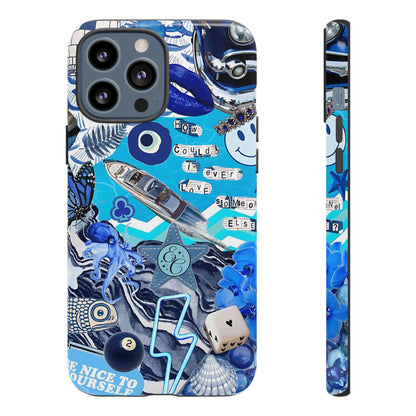 Eclectic Blue Collage Tough Phone Case