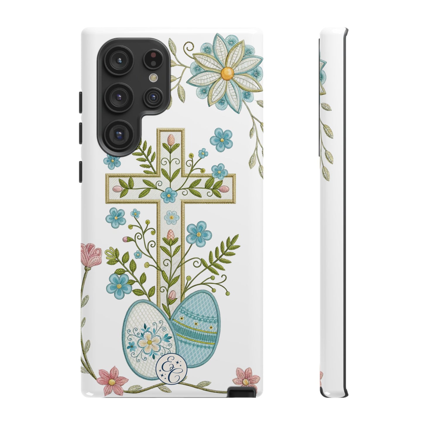 Vintage Easter Floral Cross Tough Phone Case