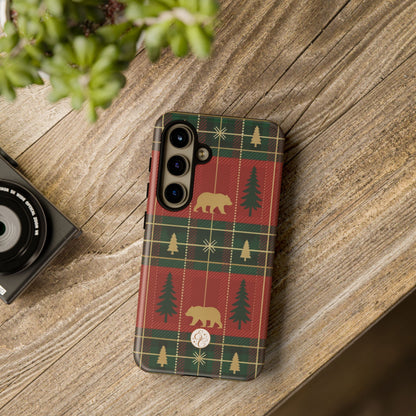 Christmas Bear Plaid Tough Phone Case