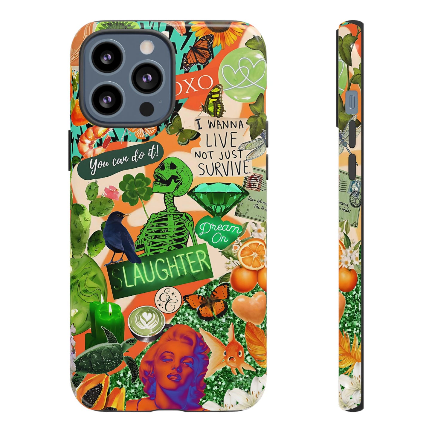 Green and Orange Collage Tough Phone Case