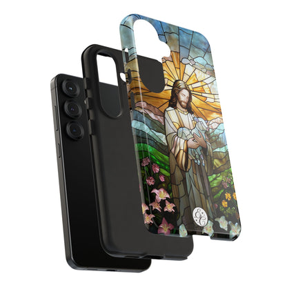 Jesus Holding a Lamb Stained Glass Tough Phone Case