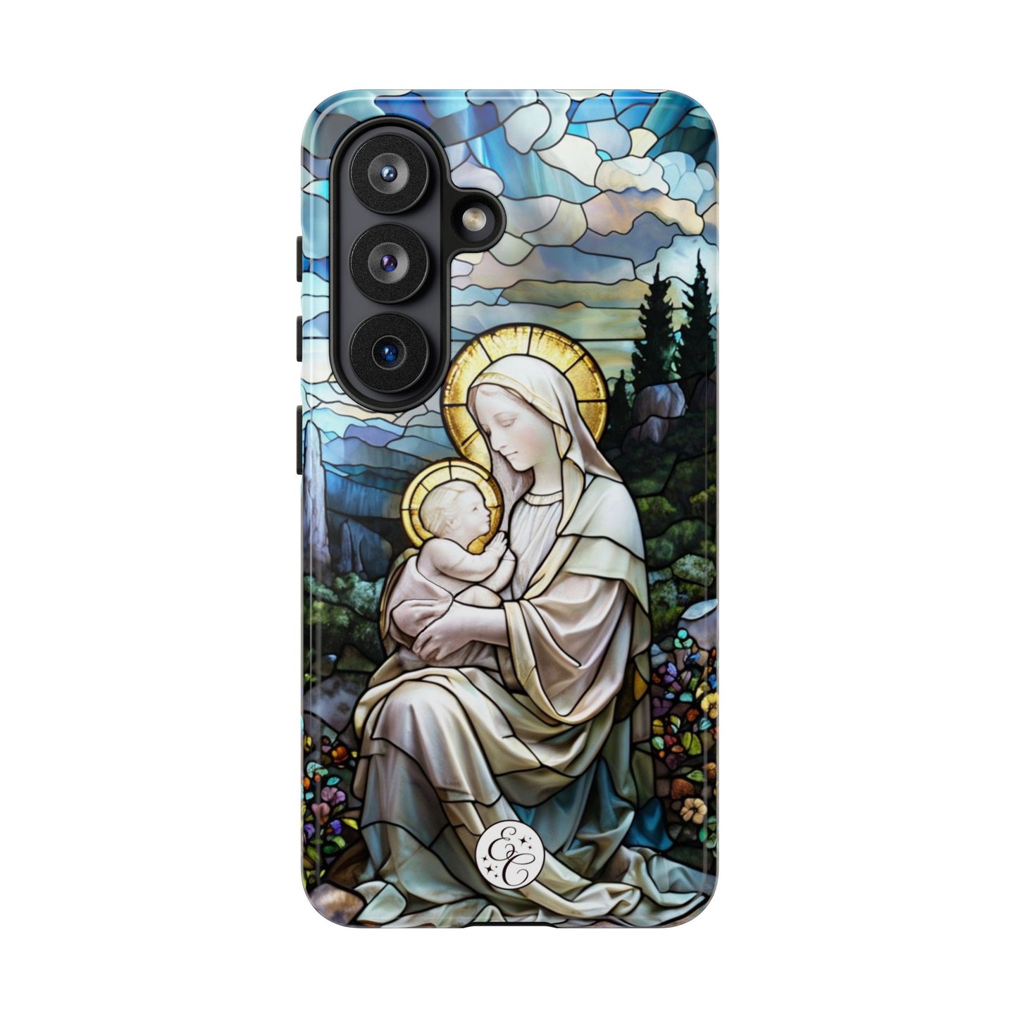 Virgin Mary with Baby Jesus Stained Glass Tough Phone Case