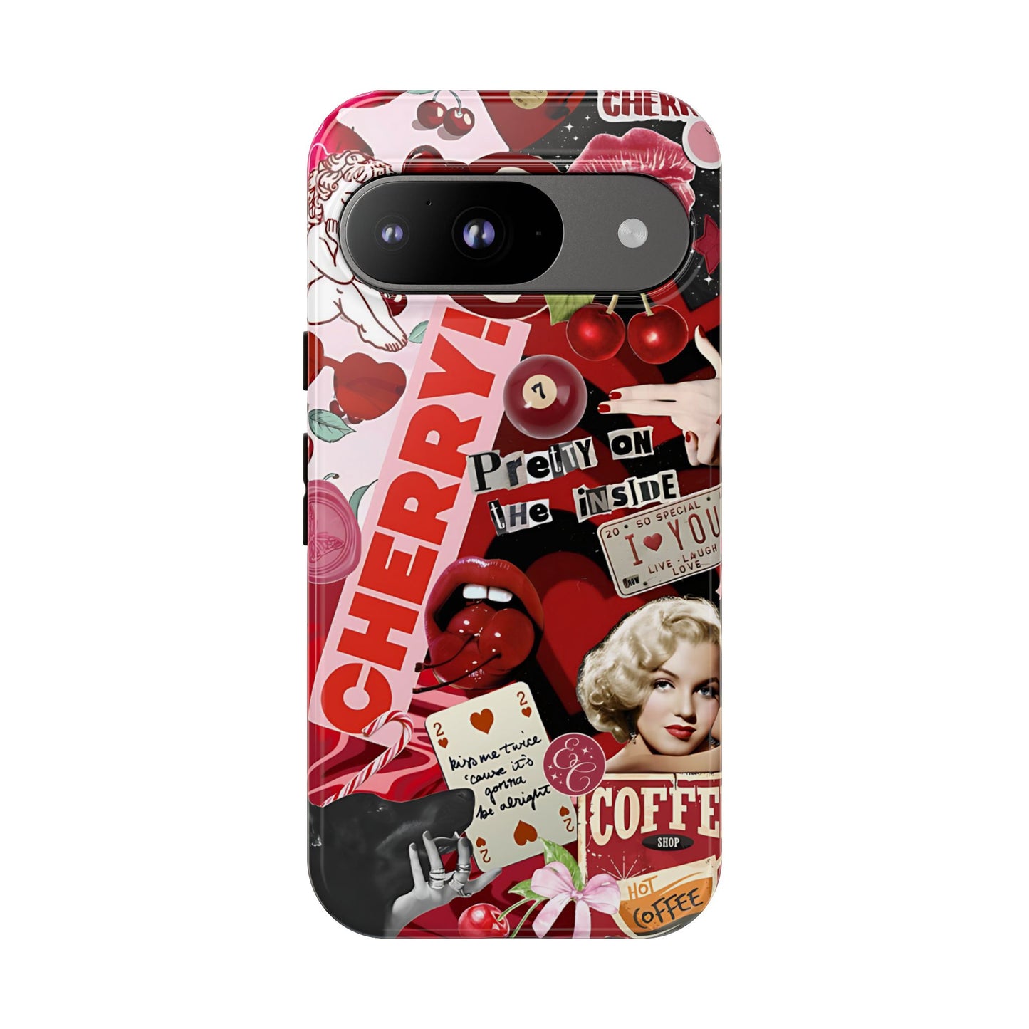Cherry Theme Retro Collage Tough Phone Case