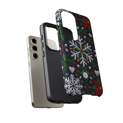 Snowflakes and Poinsettias Phone Case