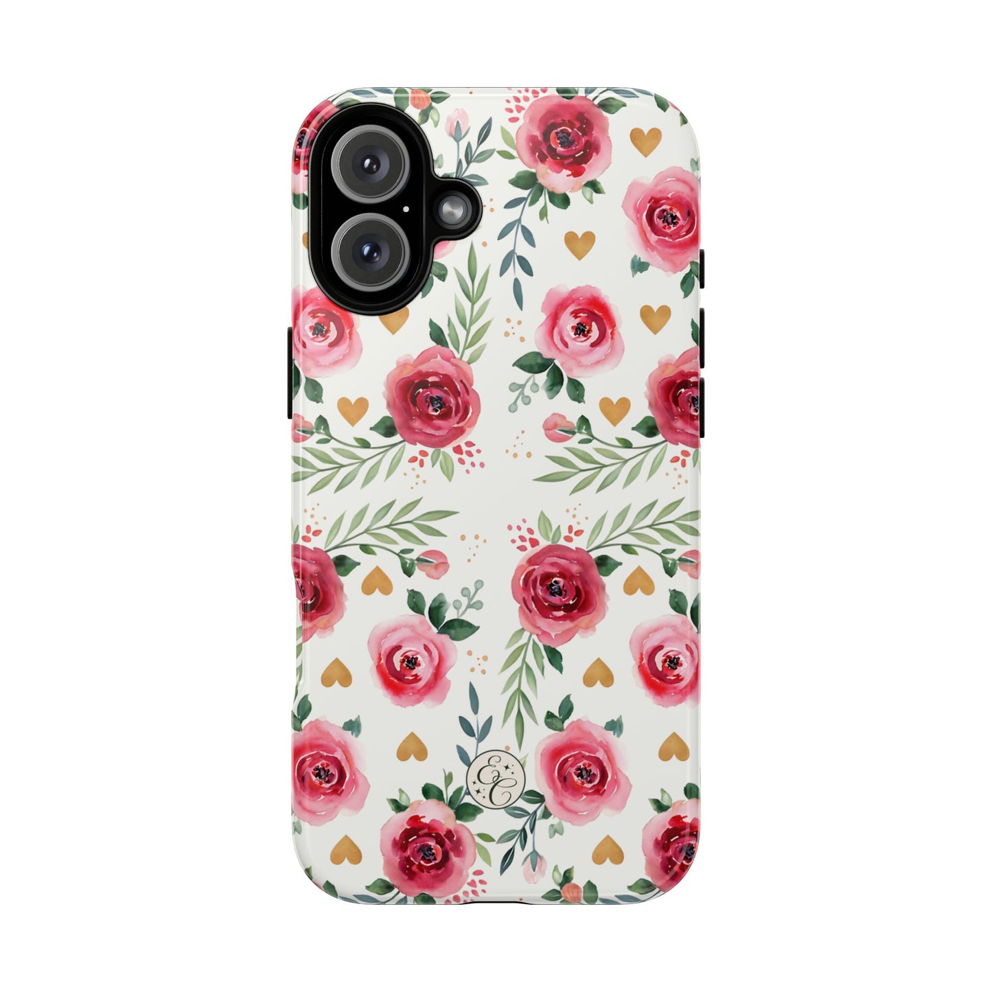 Hearts & Roses Watercolor Pattern Tough Phone Case