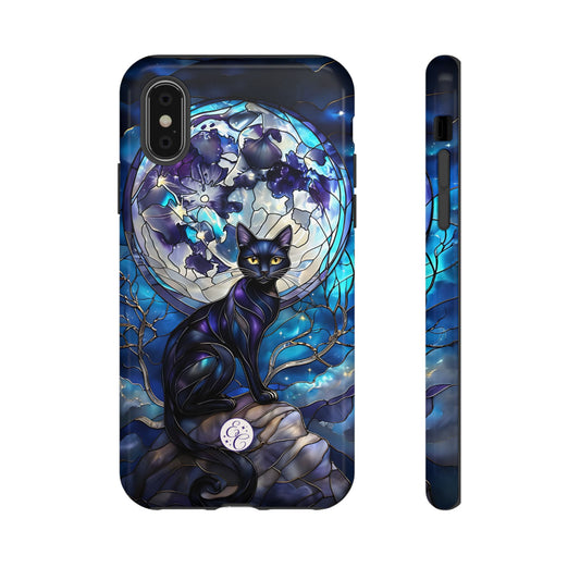 Stained Glass Black Cat Tough Phone Case