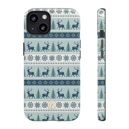 Blue Winter Reindeer Tough Phone Case