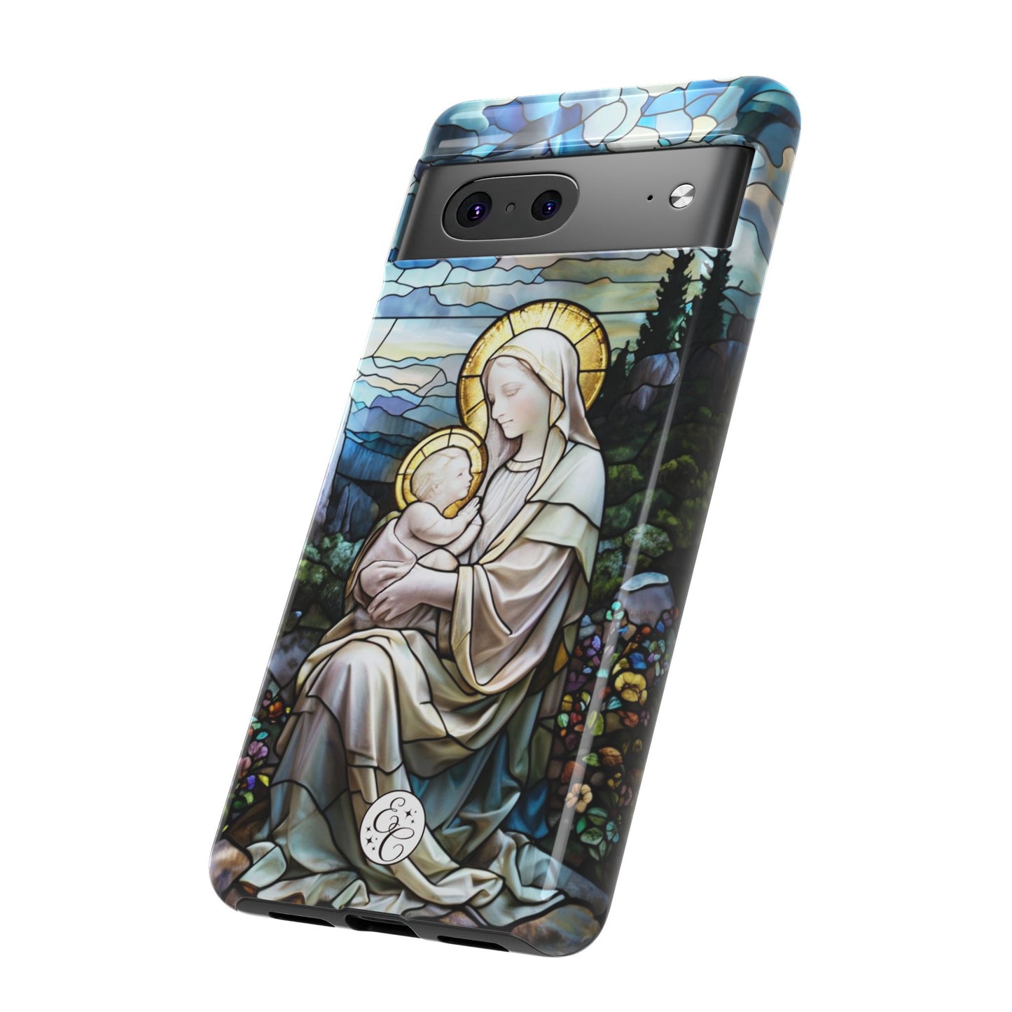 Virgin Mary with Baby Jesus Stained Glass Tough Phone Case