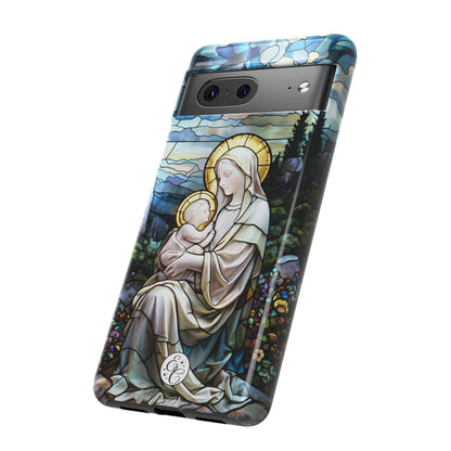 Virgin Mary with Baby Jesus Stained Glass Tough Phone Case