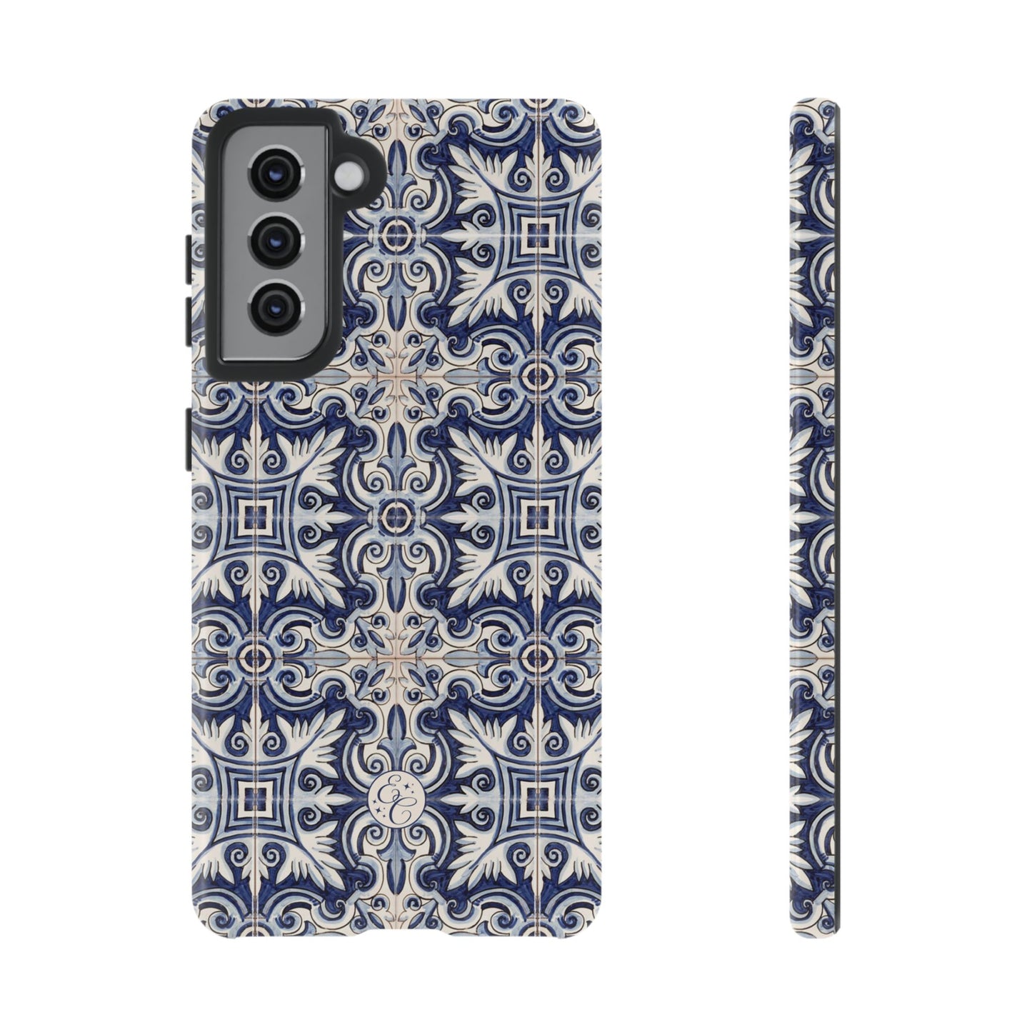 Mediterranean Floral Ceramic Pattern Tough Phone Case