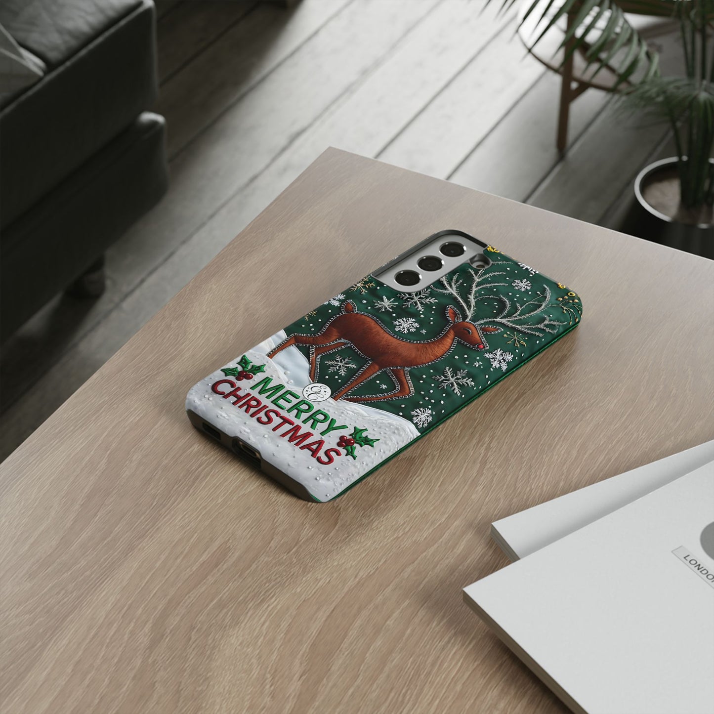 Merry Christmas Reindeer Tough Phone Case