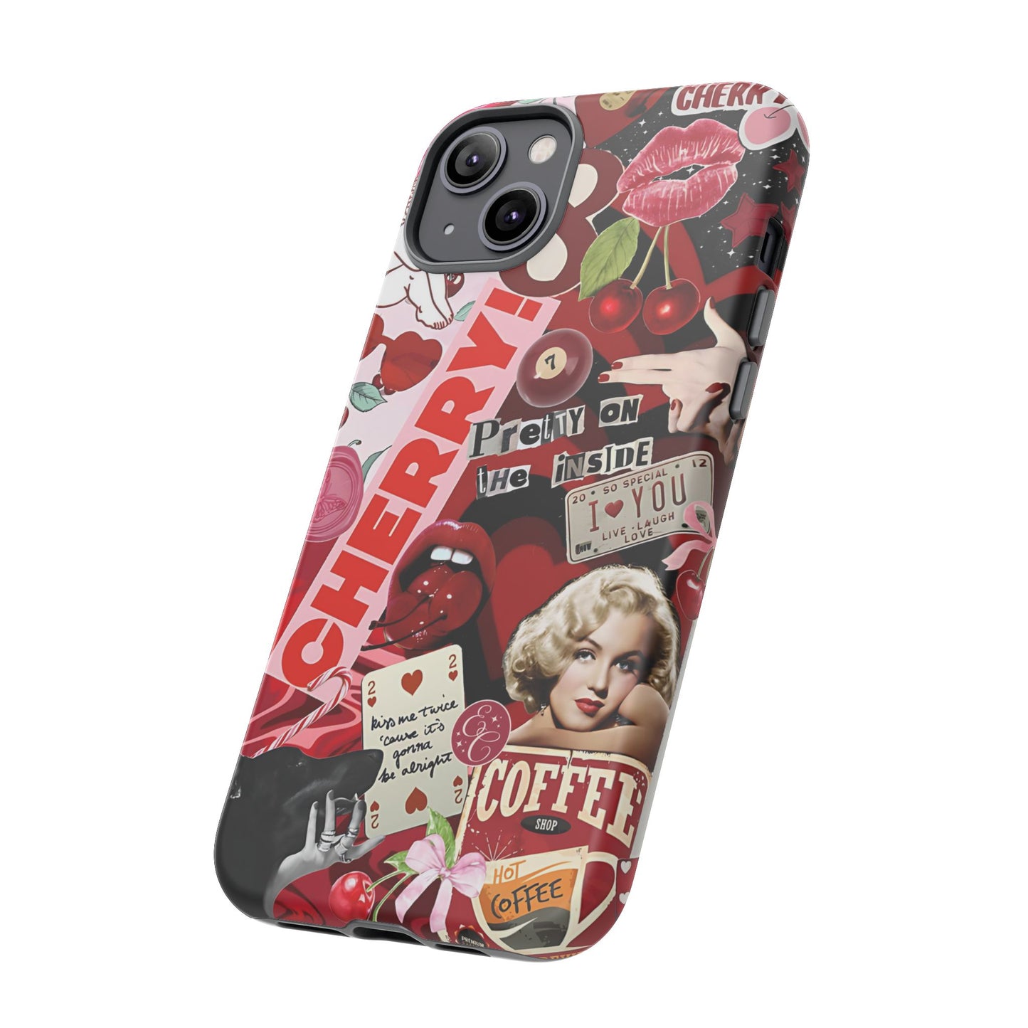 Cherry Theme Retro Collage Tough Phone Case