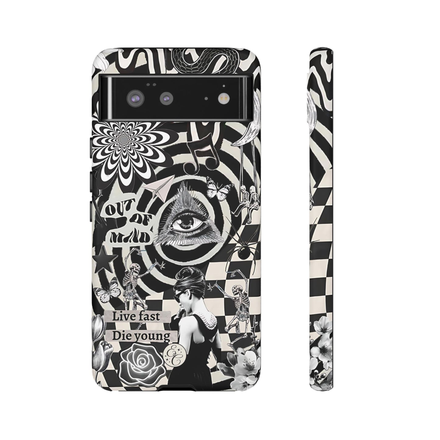 Black and White Psychedelic Art Tough Phone Case