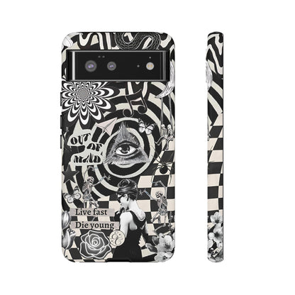 Black and White Psychedelic Art Tough Phone Case