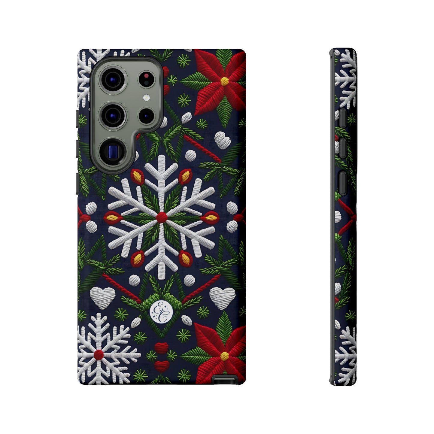 Snowflakes and Poinsettias Tough Phone Case