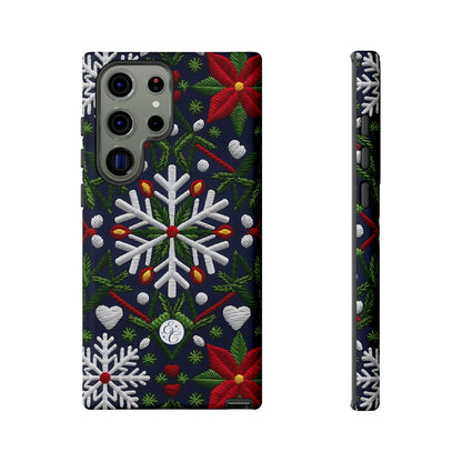 Snowflakes and Poinsettias Tough Phone Case