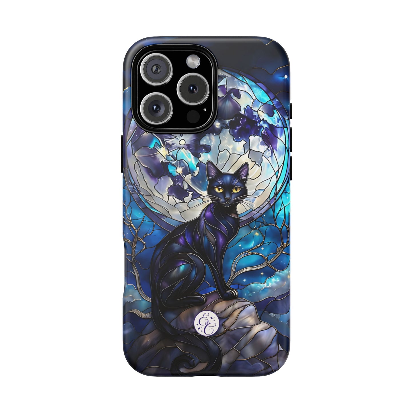 Stained Glass Black Cat Tough Phone Case