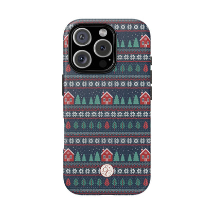 Winter Cottage Pattern Tough Phone Case