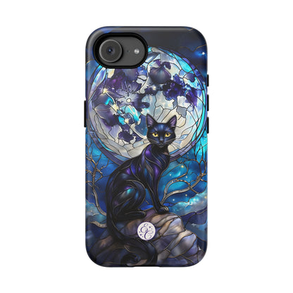 Midnight Cat Stained Glass Halloween Phone Case