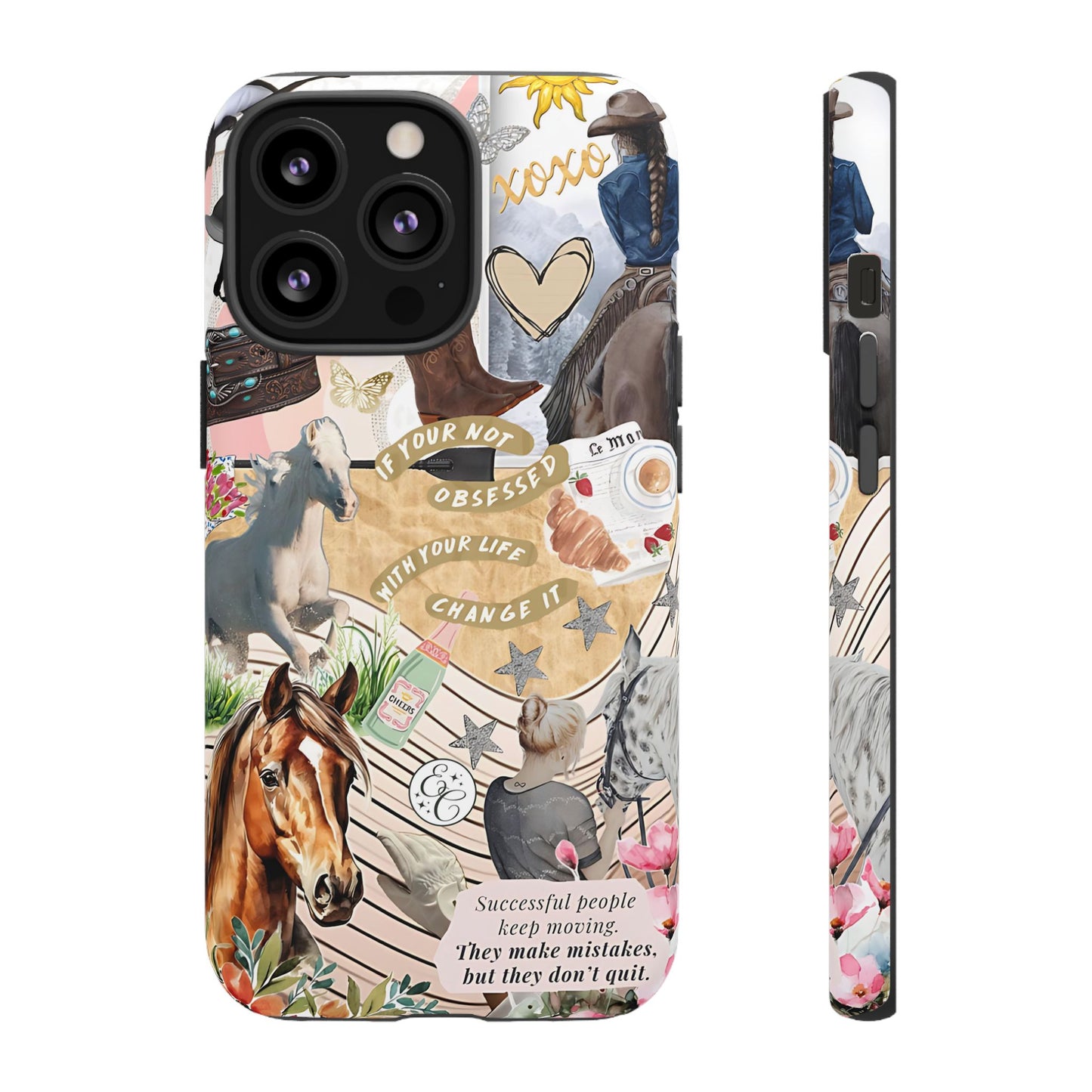 Equestrian Cowgirl Collage Tough Phone Case