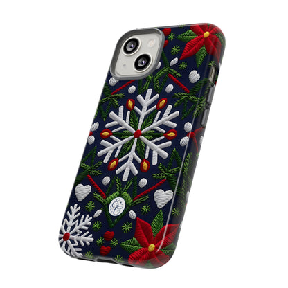 Snowflakes and Poinsettias Tough Phone Case