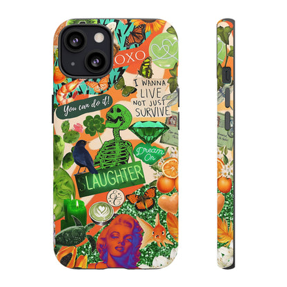 Green and Orange Collage Tough Phone Case