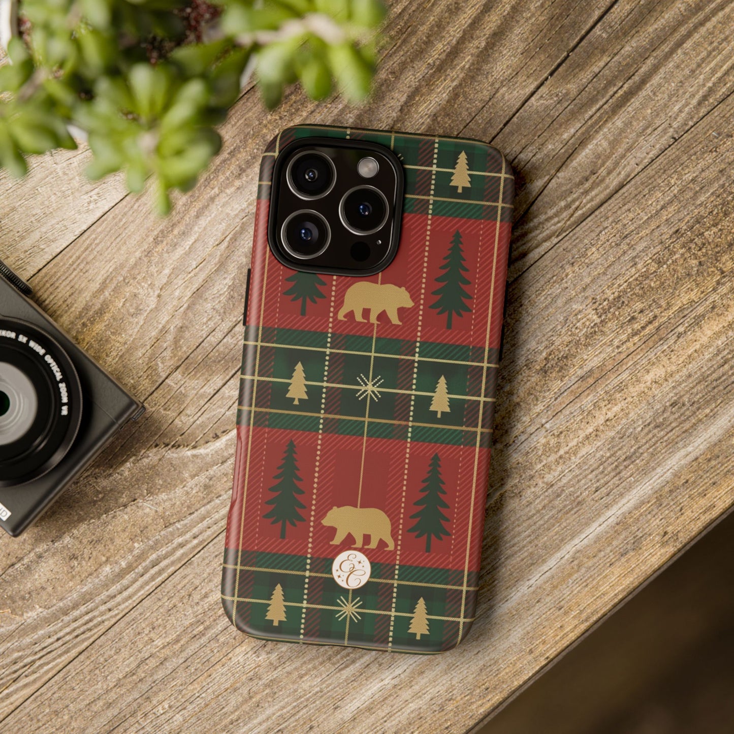 Christmas Bear Plaid Tough Phone Case