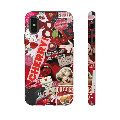 Cherry Theme Retro Collage Tough Phone Case