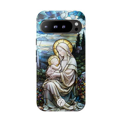 Virgin Mary with Baby Jesus Stained Glass Tough Phone Case