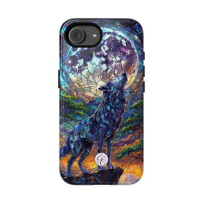 Moonlit Wolf Stained Glass Halloween Phone Case