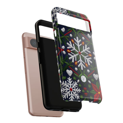 Snowflakes and Poinsettias Phone Case