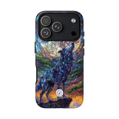 Moonlit Wolf Stained Glass Halloween Phone Case