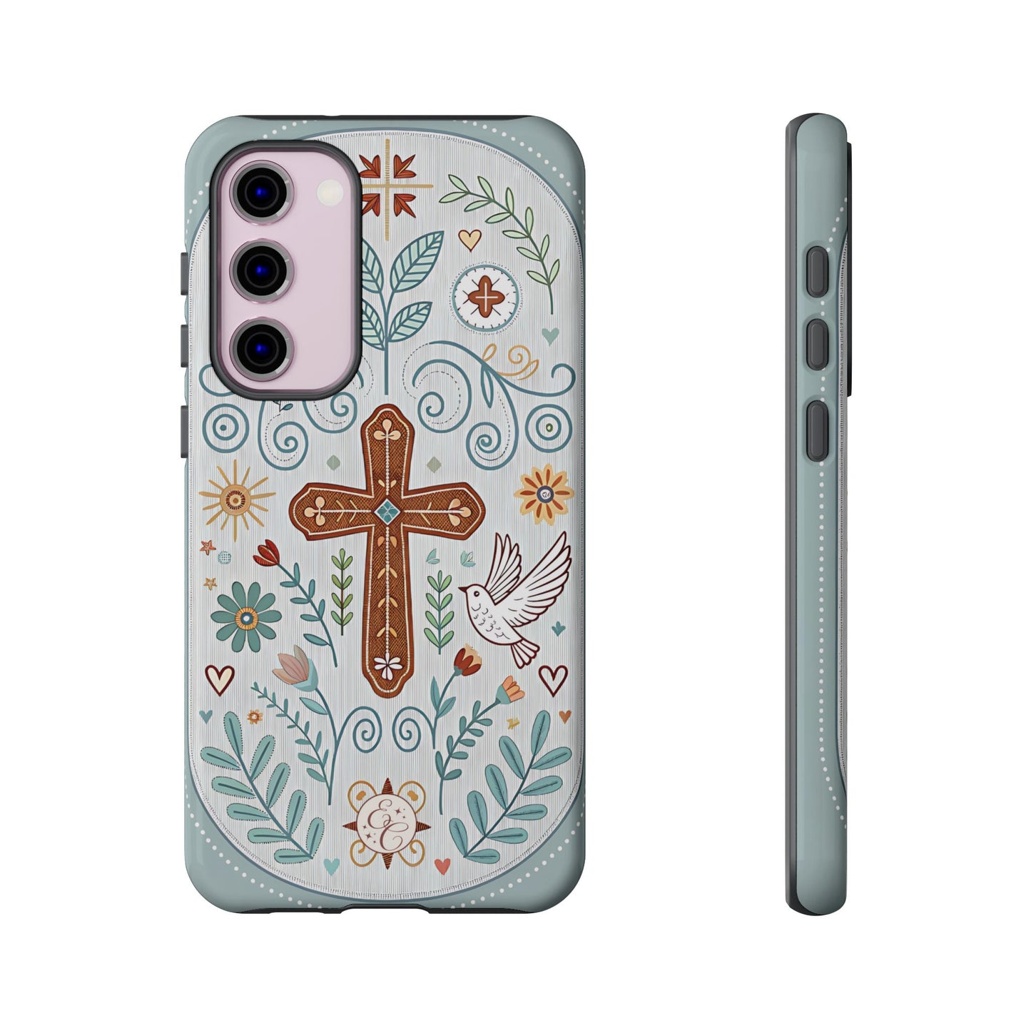Christian Cross Floral Tough Phone Case