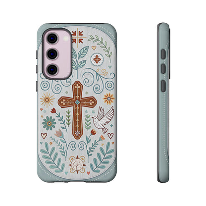 Christian Cross Floral Tough Phone Case