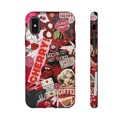 Cherry Theme Retro Collage Tough Phone Case