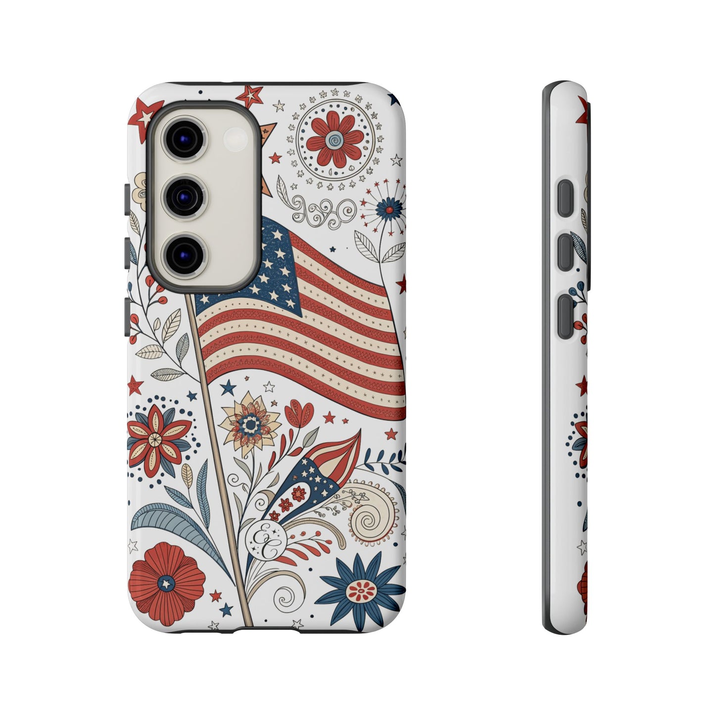 Boho USA Flag Floral Tough Phone Case