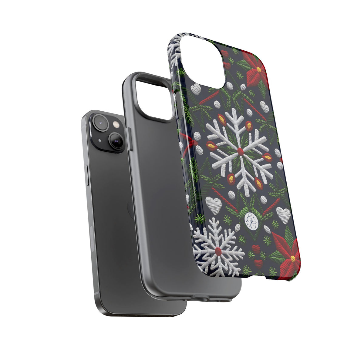 Snowflakes and Poinsettias Phone Case