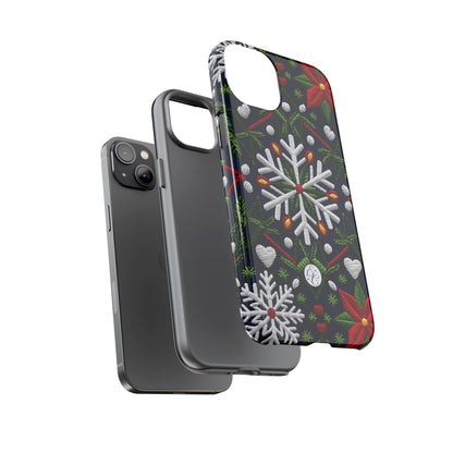 Snowflakes and Poinsettias Phone Case