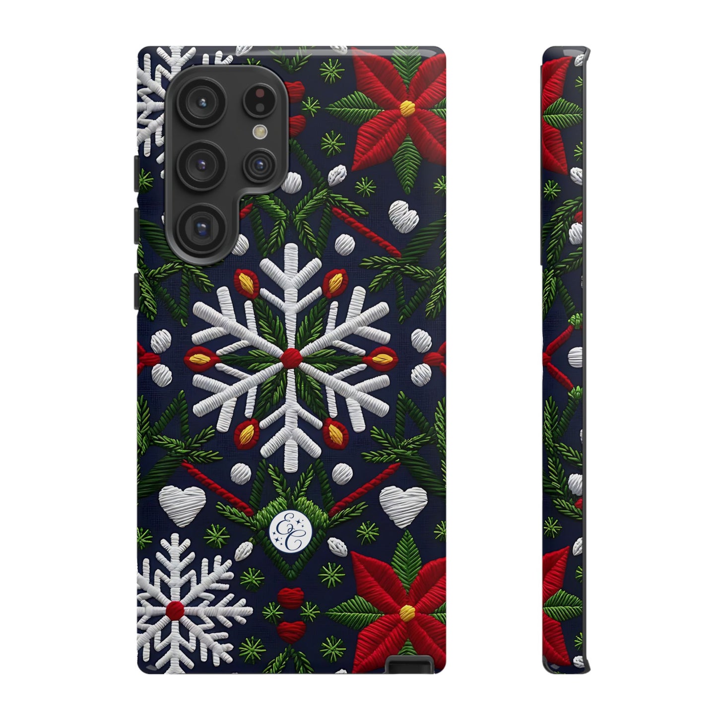 Snowflakes and Poinsettias Tough Phone Case