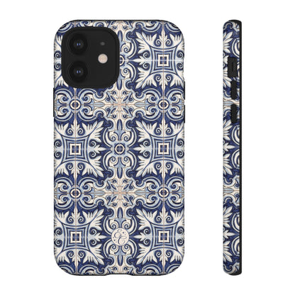 Mediterranean Floral Ceramic Pattern Tough Phone Case