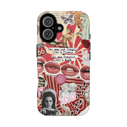 Feminine Aesthetic Retro Collage Tough Phone Case