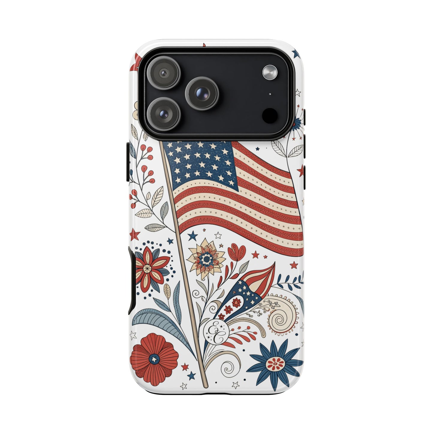 Boho USA Flag Floral Tough Phone Case