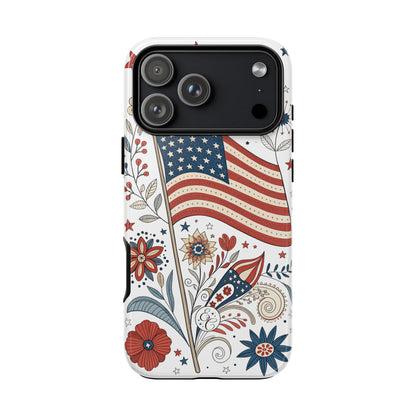 Boho USA Flag Floral Tough Phone Case