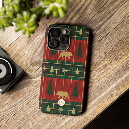 Christmas Bear Plaid Tough Phone Case